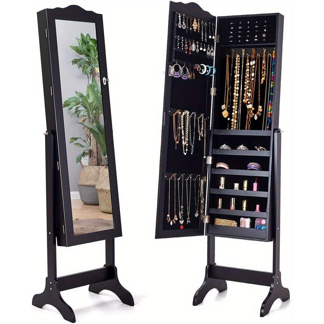 Sieradenskap – Sieradenkast – Sieradenbox – Sieraden Organizer – Make-upkast – Zwart – Verstelbare Spiegelhoek – Veilig Op Slot