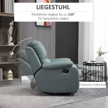 Relaxfauteuil – Relaxstoel – Fauteuil – TV-stoel – Loungefauteuil – Groen Polyester – Verstelbare Rugleuning en Voetensteun – Draaibaar en Schommelend