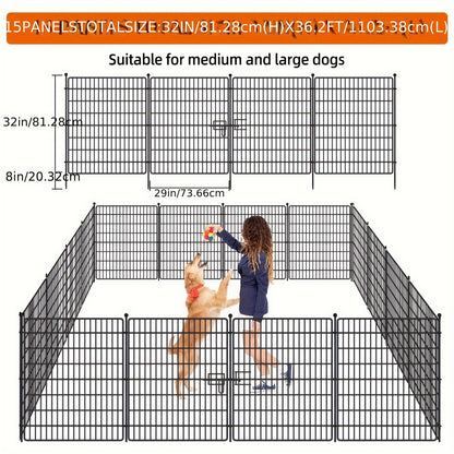 Tuinhek – Gaashek – Metalen Omheining – Tuinafscheiding – Stevige Hekwerkset – 14 Panelen + Deur – Vlakke Bovenkant – 73,66 x 81,28 cm