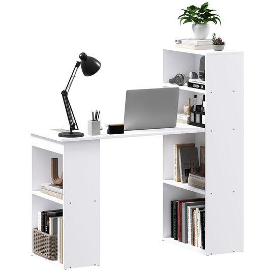 Bureau – Bureautafel – Computertafel – Werktafel – Schrijftafel – Wit – Compact Ontwerp – 6 Opbergvakken