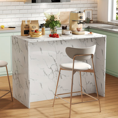 Grote Keukenisland – Keukeneiland – Buffetkast – Modern Meubel – Eilandkast Wit Marmer – 120x60x90,5 cm – Soft-Close Lades – Verstelbare Planken
