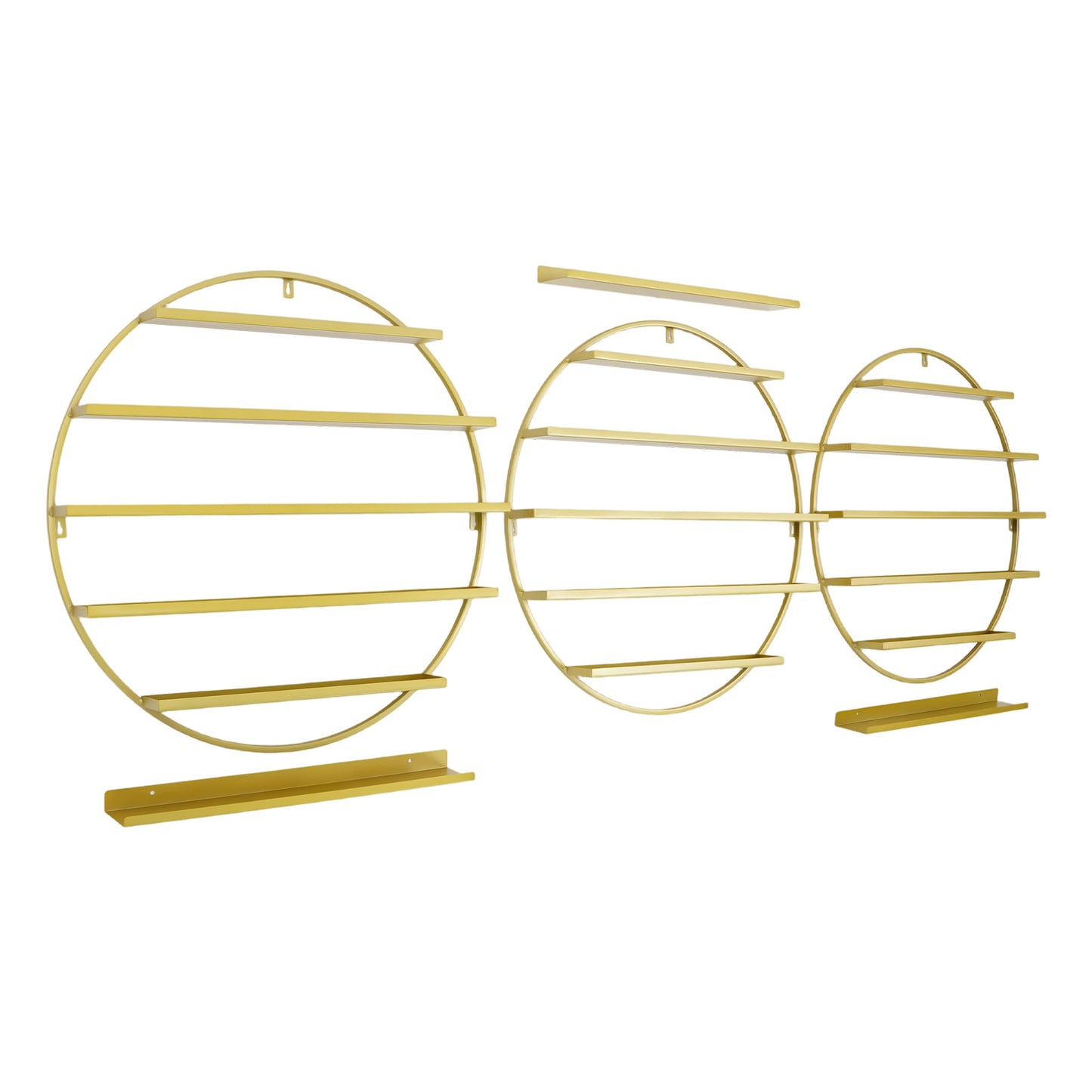 Circular Five-Layer Iron Nail Polish Gel Display Rack Six-Piece Set - Golden