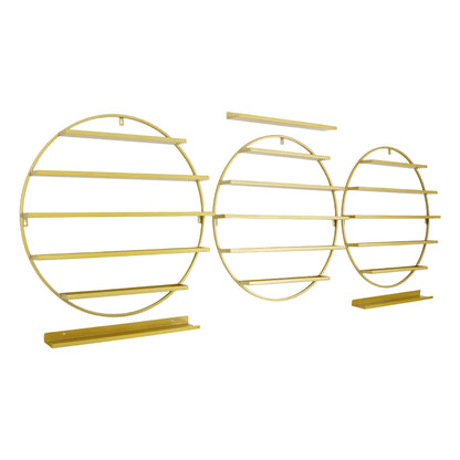 Circular Five-Layer Iron Nail Polish Gel Display Rack Six-Piece Set - Golden