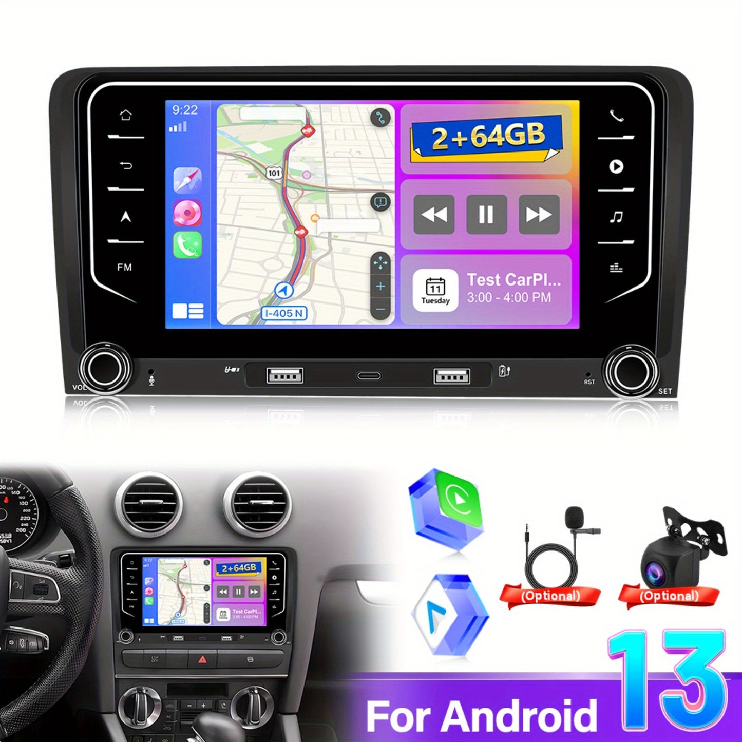 Autoradio – Auto Radio – Multimedia Speler – GPS Navigatie – DAB+ Radio – 7 inch Touchscreen – Draadloze CarPlay & Android Auto