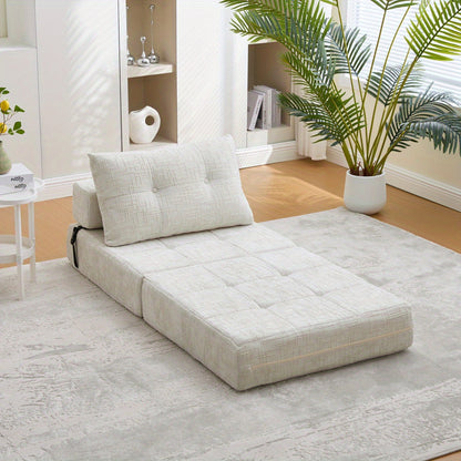 Slaapbank – Sofa – Bedbank – Slaapstoel – Logeerbed – Inklapbaar Ontwerp – Stevig Duurzaam Frame – Beige