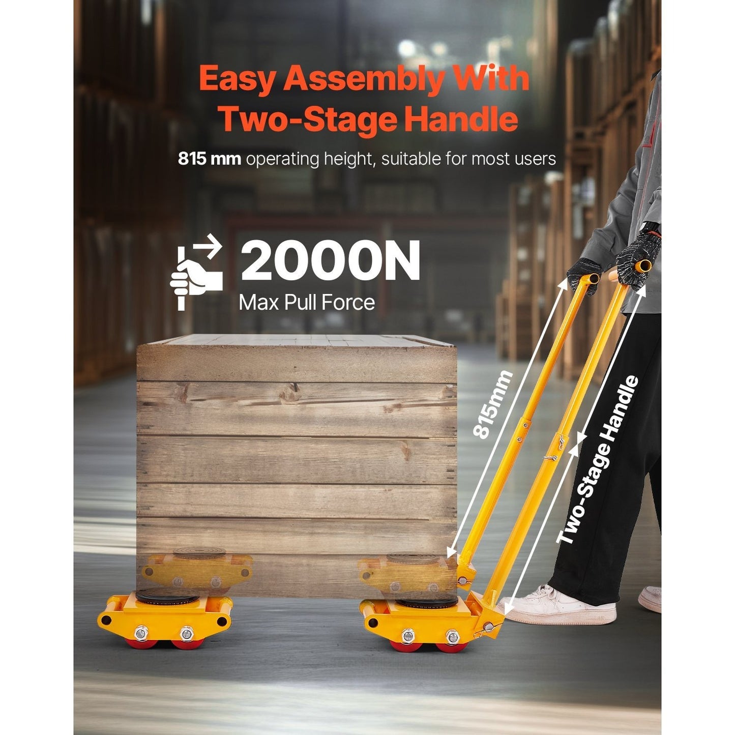 Machine Skate – Machine Dolly – Machinery Skate – Transportroller – Verplaatsroller – 6 Ton Draagvermogen – 360° Draaibare Wielen – Gele Uitvoering