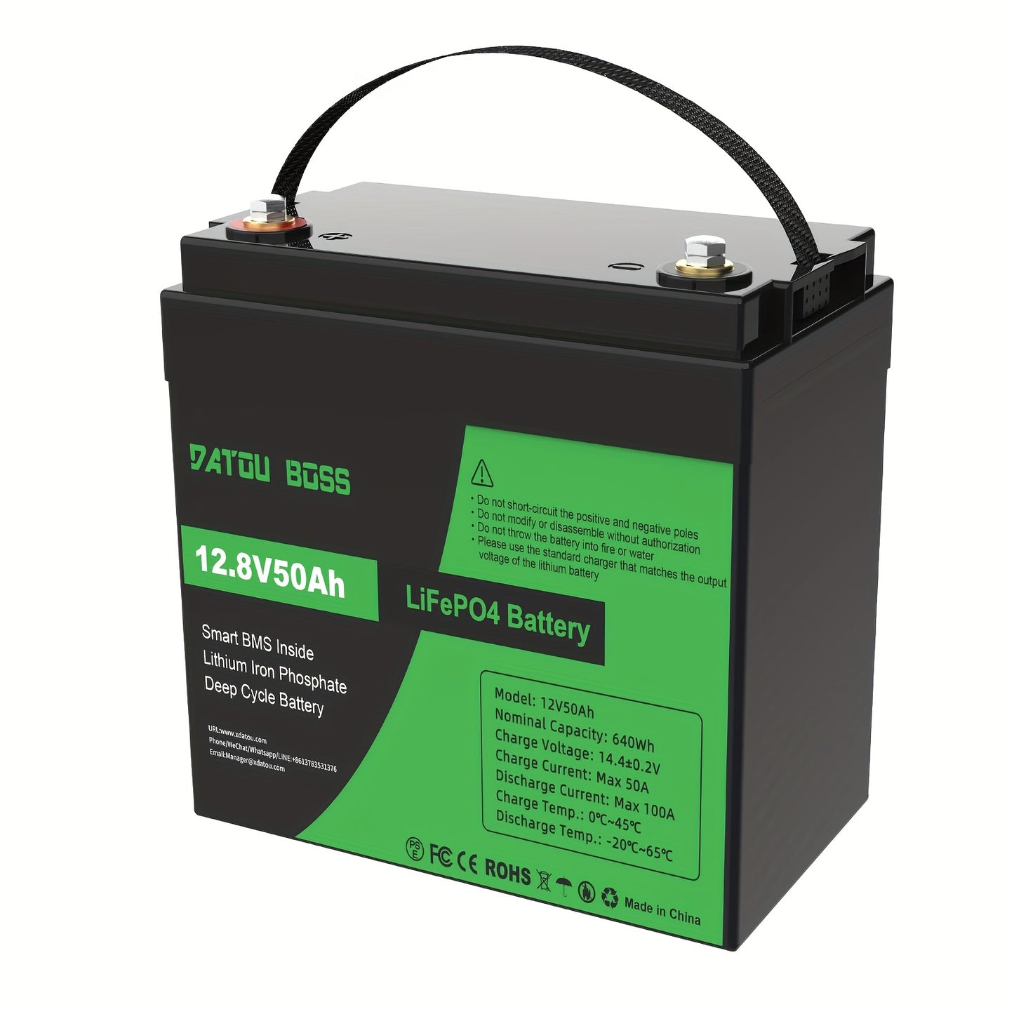 LiFePO4 Accu – Lithium Batterij – Lithium-IJzerfosfaat Accu – Camper Accu – Boot Accu – 12,8V 50Ah – Lichtgewicht 4,4 kg – Ingebouwde 50A BMS Veiligheid