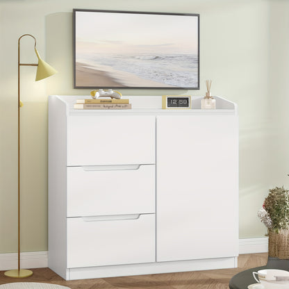 Ladekast – Ladenkast – Kommode – Opbergkast – Dressoir – Wit – 5 Lades – MDF – 40x80x87 cm – Werkblad Met Opstaande Rand – Modern Design