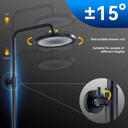 Doucheset – Douche Set – Regendouche – Handdouche – Douchekraan – Constante Temperatuur 38°C – 25 cm Regendouchekop Zwart