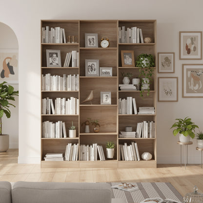 Boekenkast – Boekplank – Opbergkast – Displayrek – Licht Eiken – Hoogte 188 cm – Sterk Spaanplaat