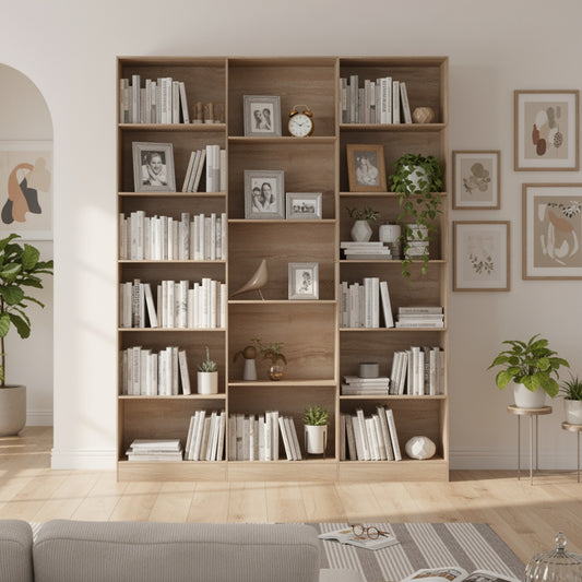 Boekenkast – Boekplank – Opbergkast – Displayrek – Licht Eiken – Hoogte 188 cm – Sterk Spaanplaat
