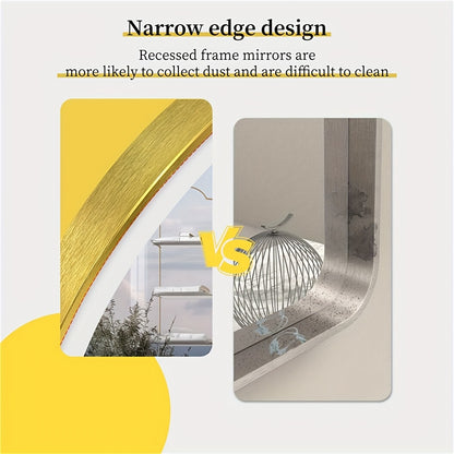 Badkamerspiegel LED – Wandspiegel – Rond – Verlichte Spiegel – Make-up Spiegel – Goud Aluminium Frame – 80x80 cm – Anti-condens Verwarming – Dimbare Driekleurverlichting