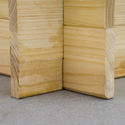 Tuinbak – Plantenbak – Kweekbak – Plantentafel – Vierkante Bloembak – 3 Lagen Met 9 Compartimenten – Gemaakt Van Weerbestendig Vurenhout En Ademend Non-Woven Stof – 117x100x54 cm – Natuurlijk Hout