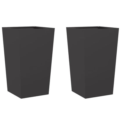 Plantenbak – Bloembak – Plantenpot – Bloempot – Zwarte Stalen Set – 45x45x75 cm – Robuust & Weerbestendig