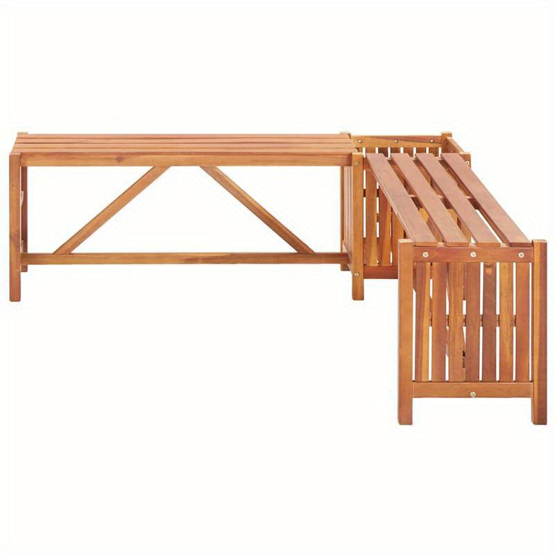 Tuinhoekbank – Hoekbank Tuin – Buitenbank – Tuinmeubel – Plantenbak – Acaciahout – Weerbestendig – 117x117x40 cm