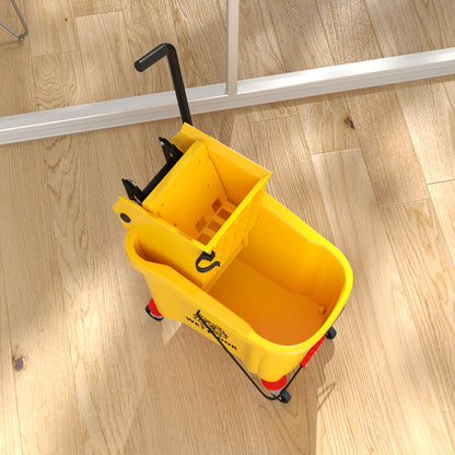Emmer op Wielen – Mopemmer – Dweil Emmer – Schoonmaak Emmer – Emmer met Wringer – 36 Liter Inhoud – Duurzaam Kunststof Geel