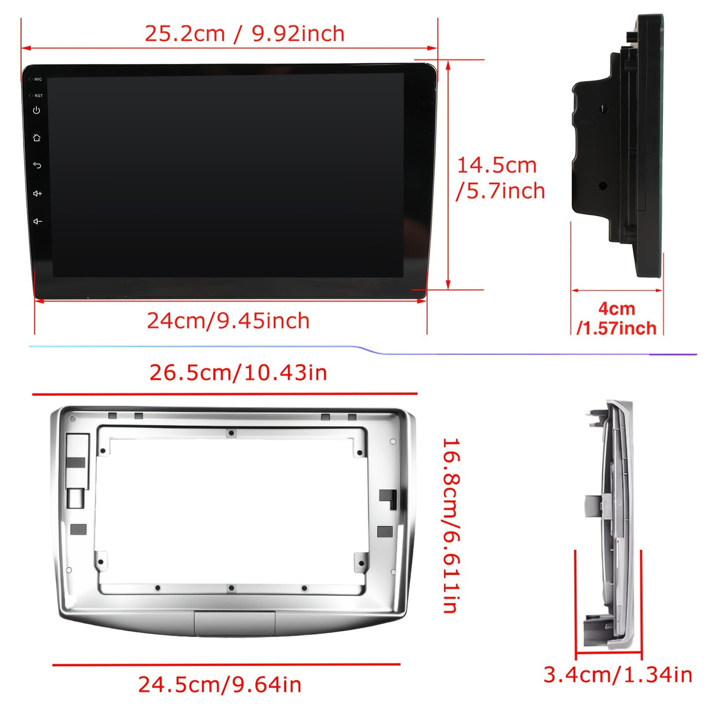 Multimediaplayer – Autoradio – Double Din – Touchscreen – Android Radio – 10 Inch IPS Scherm – Inclusief AHD Achteruitrijcamera & Microfoon