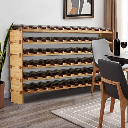 Wijnrek – Wijnopslag – Flessenrek – Wijnhouder – Wijnkast – 72 Flessen – Stapelbaar Modular – Bamboe Hout – Ruimtebesparend Design
