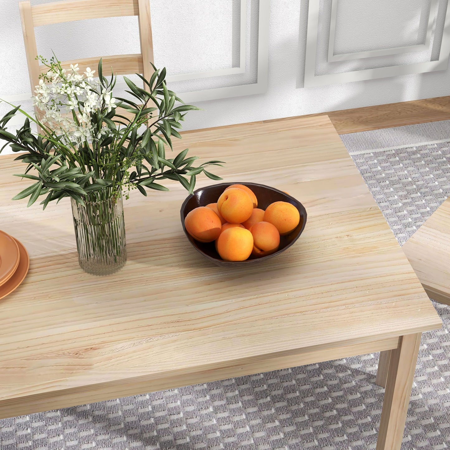 Eethoek – Eettafel Set – Dinerset – Tafel Met Stoelen – Massief Hout – Ruimtebesparend Ontwerp – 118x73 cm Tafel – Comfort Voor 4 Personen