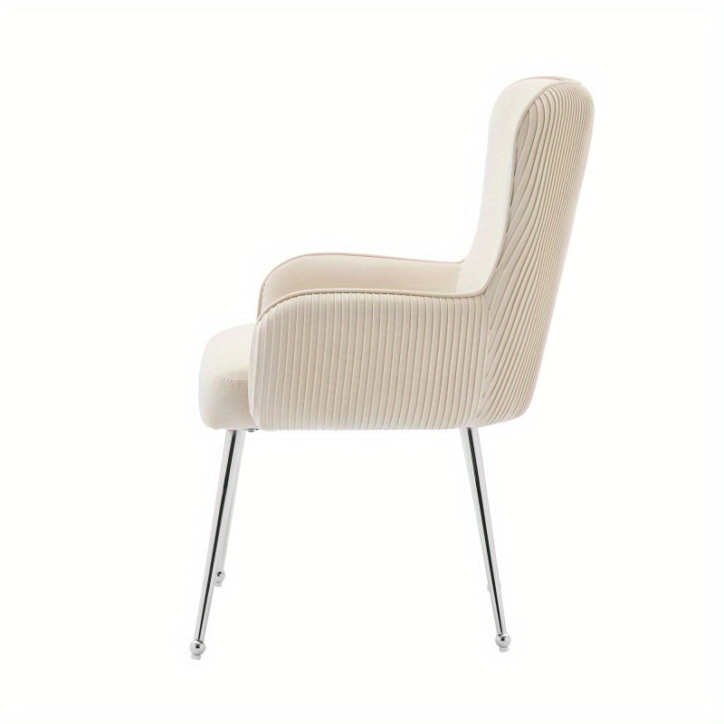 Velvet Fauteuil Set – Tweezits Fauteuils – Lounge Stoelen – Comfortabele Stoelen – Beige Fluwelen Stoelen – Met Metalen Zilveren Poten – Verstelbare Lendensteun – Eenvoudige Montage