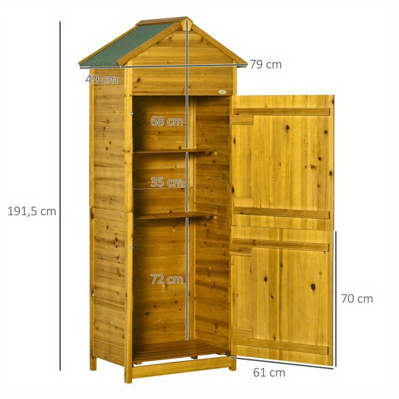 Houten Tuin Opbergkastje – Tuinkast – Buitenberging – Tuinkastje – Opbergkast – Weerbestendig Hout – Dubbele Deuren Met Slot – 79x49x191,5 cm – Robuust & Veilig