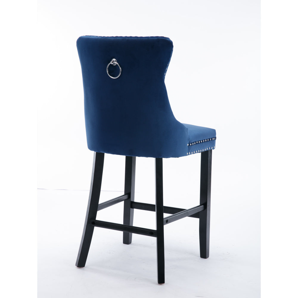 Barstoel – Barkruk – Barstoel Kruk – Barkrukken Set – Barstoelen – Velvet Bekleding – Houten Frame – Set van 2 – Luxe Comfort – Verstelbare Voetdopjes