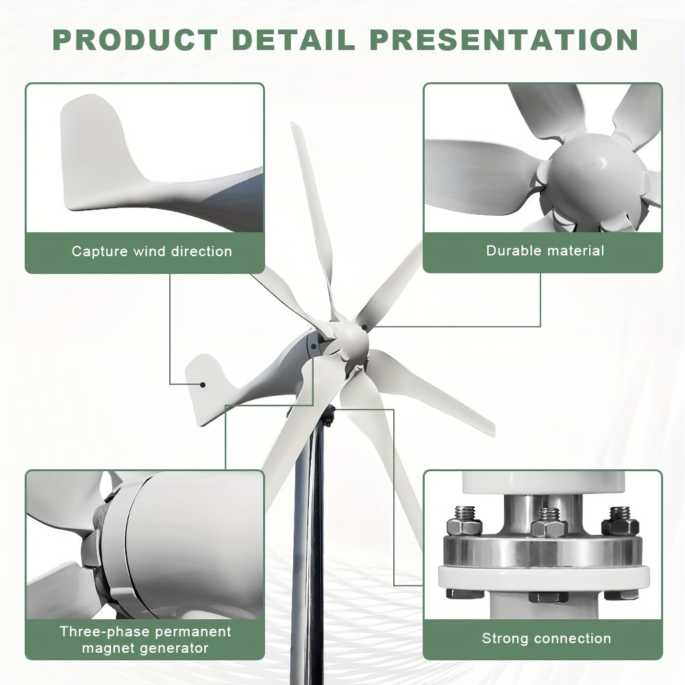 Horizontale As Windturbine – Windgenerator – Windmolentje – Windturbineset – Offgrid Generator – 1000W Vermogen – Laagstart Bij Weinig Wind