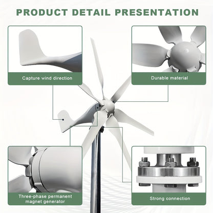Windturbine Huishouden – Windgenerator – Windmolen – Windenergie Generator – Horizontale As Turbine – 24V 5-Blads – Laag Geluid – Laag Windstartvermogen