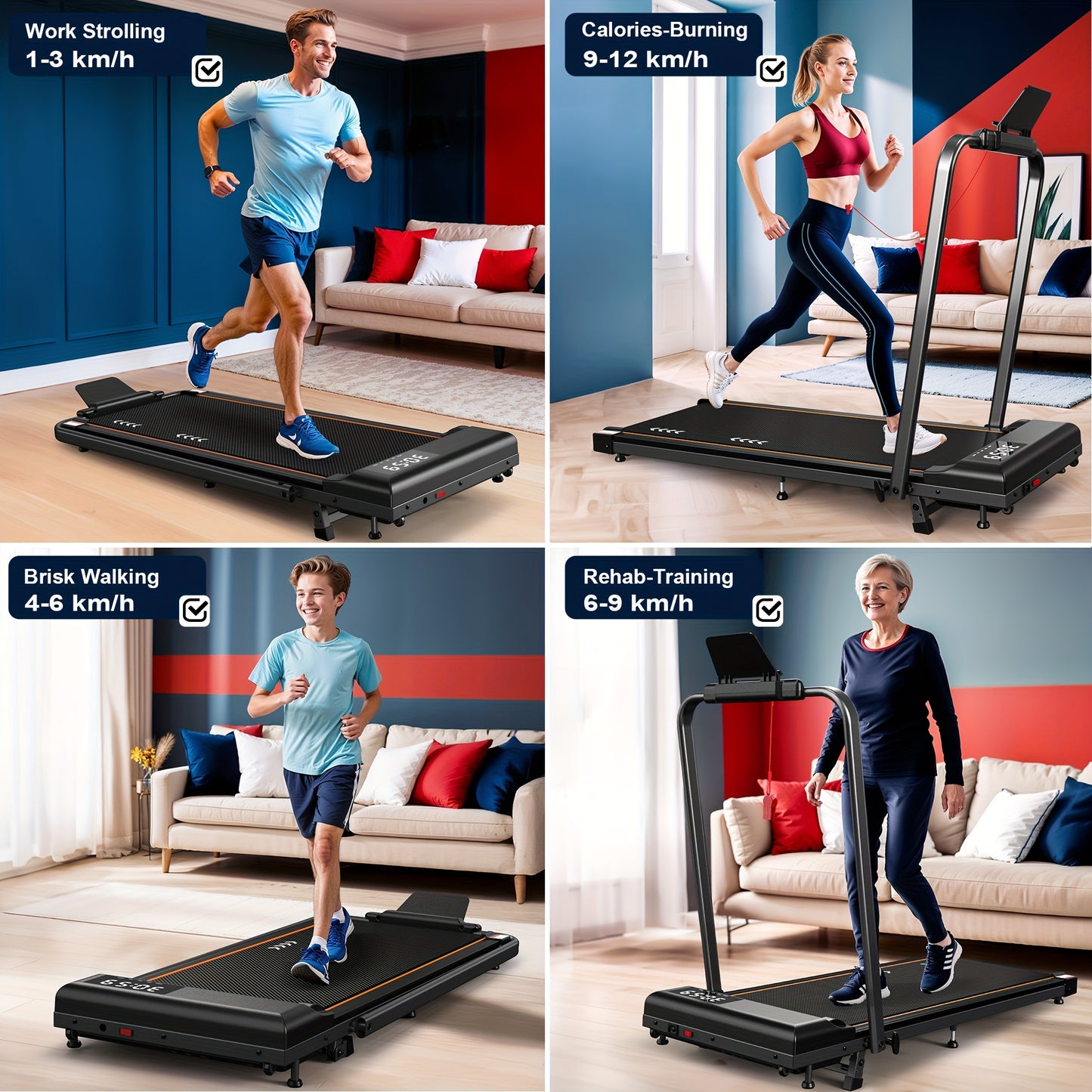 Loopband – Loopmat – Wandeltredmill – Fitnessmachine – Inklapbare Treadmill – Compact Ontwerp – 2,25 HP Motor – 7-Laags Schokdemping