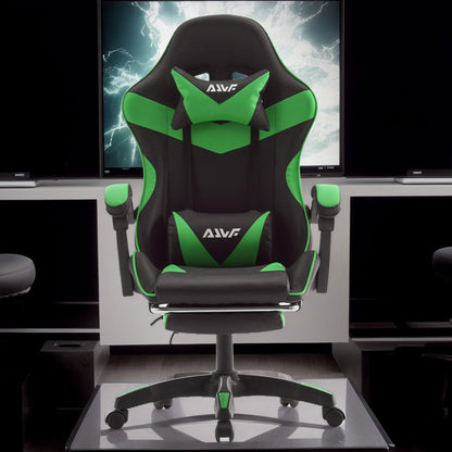 Gamingstoel – Gamestoel – Gaming Chair – Gamestoel Met Voetensteun – Bureaustoel – Ergonomisch Ontwerp – Kunstleer Met Traagschuim - Zwart-Groen