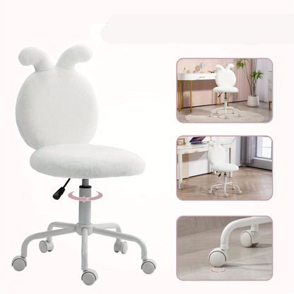 Bureaustoel – Draaistoel – Kantoorstoel – Office Chair – Werkstoel – Verstelbare Hoogte – Hardhouten Frame – Pluche Kussens – Zachte Schuimvulling – Vijfwielige Basis – Ergonomische Arm- en Rugleuning – Wit
