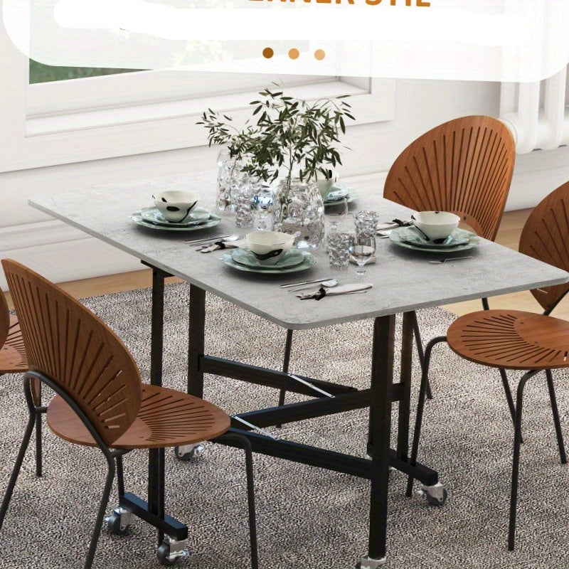 Uitschuifbare Eettafel – Uitklapbare Tafel – Klaptafel – Grote Eettafel – Verstelbare Tafel – Grijs – Geschikt Voor 46 Personen – Steviele Stalen Poten
