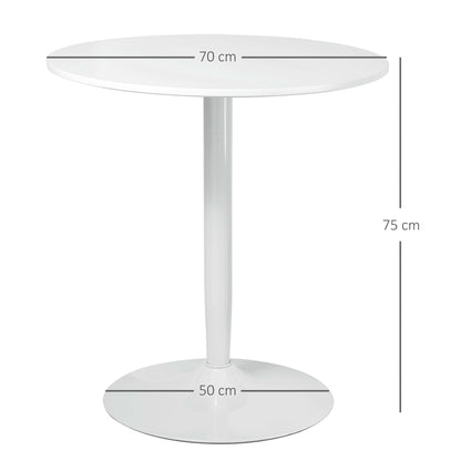 Ronde Eettafel – Tafel Voor Twee – Bistrotafel – Keukentafel – Compacte Tafel Wit – Stalen Onderstel – 70 x 70 cm – Stevig & Modern