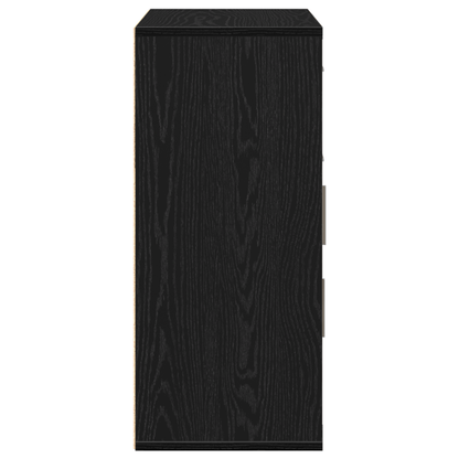 Modern Black Oak Sideboard with Removable Storage Drawers & Doors - 60x31x70cm, Minimalist Design for Living Room, Bedroom, Office - Durable Wood Furniture, Bedroom Organizer, Contemporary Furniture, Sleek Furniture, Sturdy C