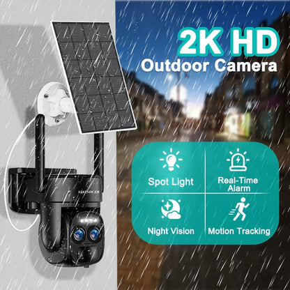 Bewakingscamera – Beveiligingscamera – Buitencamera – Camerabewaking – Draadloze camera – 1440p HD Dual Lens – Zonnepaneel en PTZ bediening
