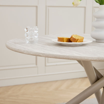 Eettafel Rond – Ronde Eettafel – Ronde Tafel – Keukentafel Rond – Ronde Eetkamertafel – Modern Design – Stevig Gecoat Metalen Kruispoot – 115 cm MDF Blad Grijs