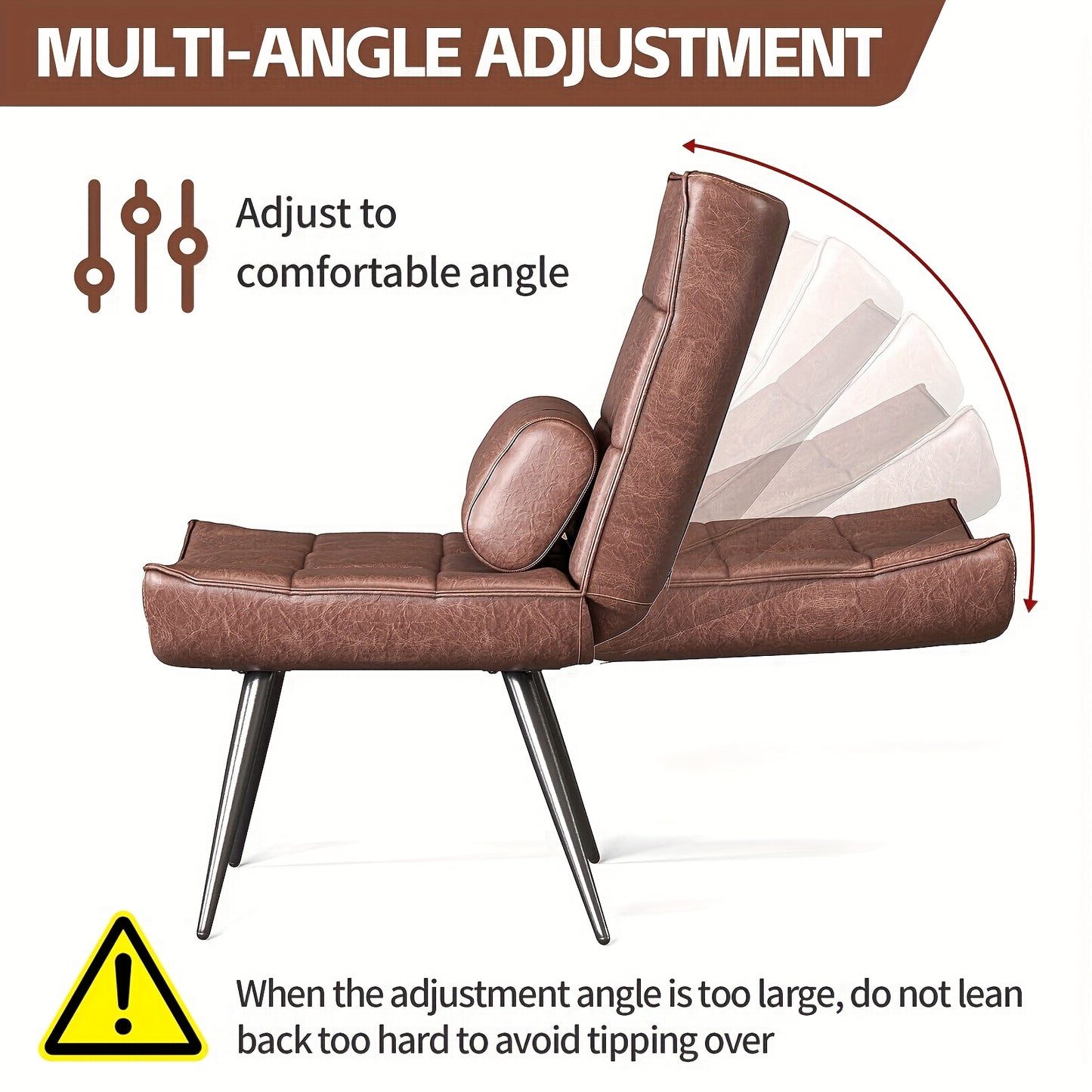 Loungefauteuil – Loungestoel – Relaxfauteuil – Fauteuil – Zithoekstoel – Verstelbare Rugleuning – Ergonomische Lendensteun – Memory Foam – Bruin Rood