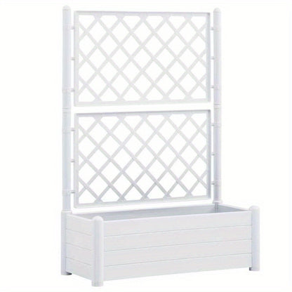 Easy to assemble modern and simple Planter with trellis 100x43x142cm White backyard high-quality flower box kit