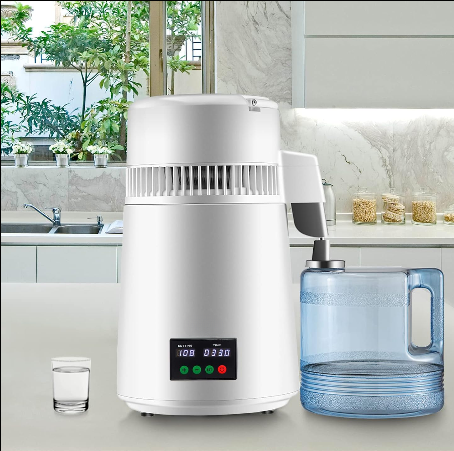 Waterdestilleerder - Zuiver Water Maken - Automatisch Distilleerketel -Filteren 1 L/U - 750W - 304 Roestvrij staal - Wit