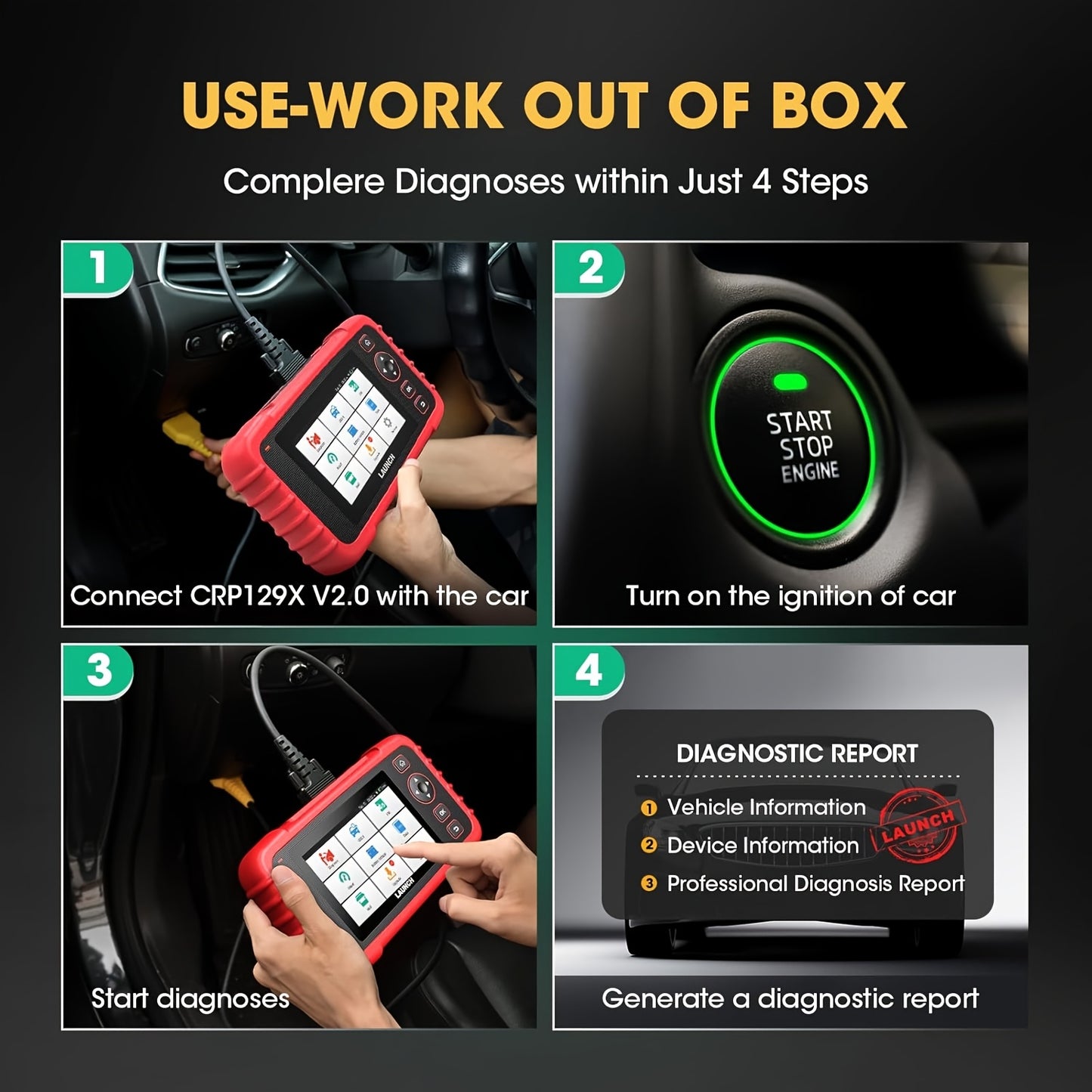 OBD2 Diagnoseapparaat – Auto Scanner – Foutcode Lezer – Diagnosetool – Auto Uitlezer – 4 Systeemdiagnoses Motor SRS AT/MT ABS – Reset Olie SAS EPB TPM – USB Met Wi-Fi Zonder Batterij