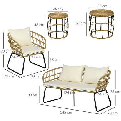Tuinset – Loungeset – Buitenmeubelset – Garden Set – Beige – 5-delig Met 2 Fauteuils En 2 Bijzettafels – Comfortabele Kussens Met Polyester Hoezen – Weerbestendig Met Metalen Frame