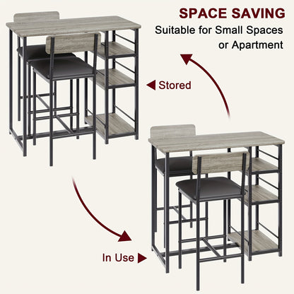 Bistroset – Eettafelset – Keukenset – Balkonset – Tuinset – Compact 2-Persoons – Met 3 Ruime Opbergruimtes – Met Gestoffeerde Barkrukken