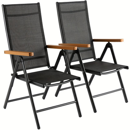 Opvouwbare Tuinstoelen – Campingstoelen – Balkonstoelen – Klapstoelen – Outdoor Stoelen – Aluminium Frame – 7-standen Verstelbare Rugleuning – Lichtgewicht & Ademend PVC Zitting – Teak Kleur