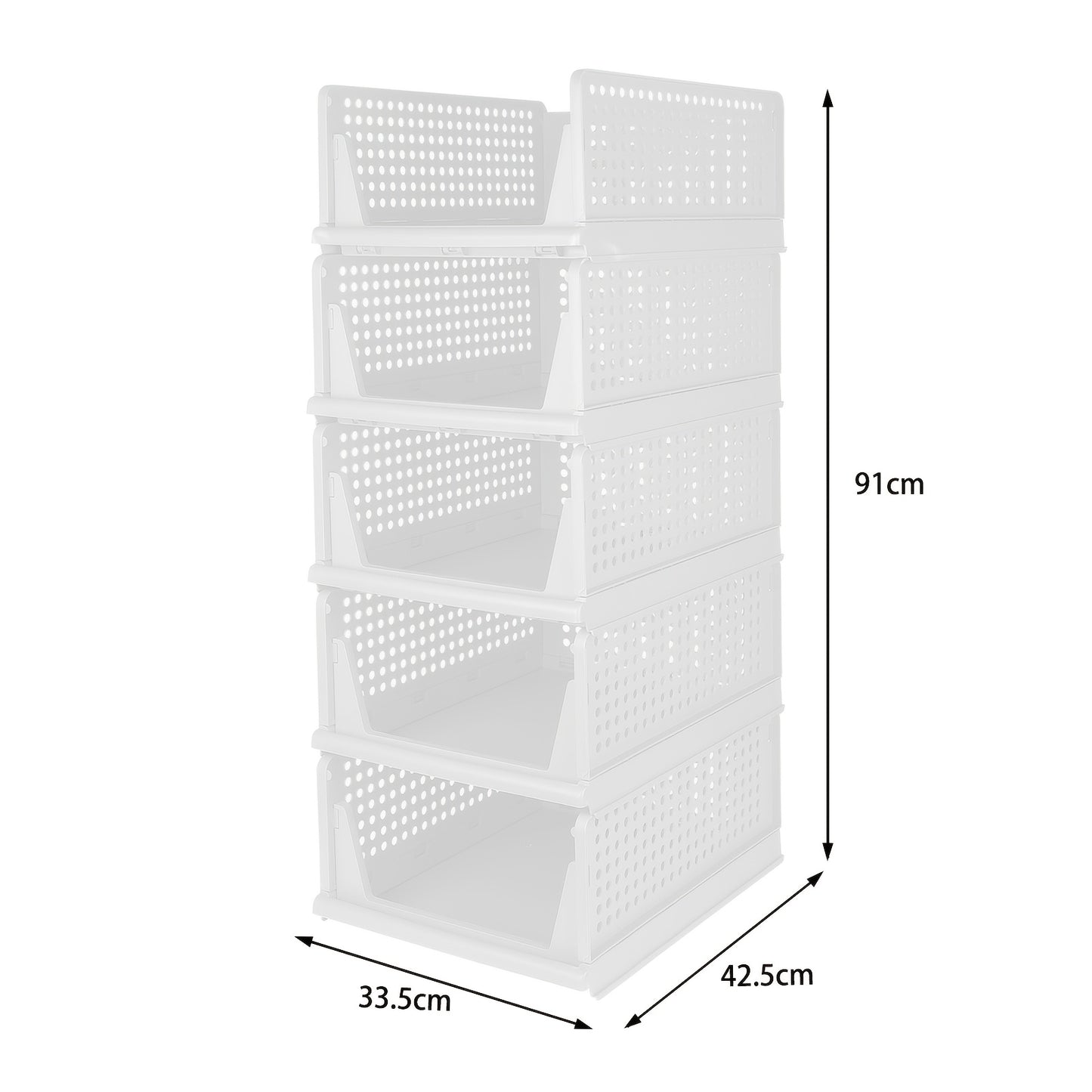 Opbergbox – Opbergmand – Opbergdoos – Opberger – Opbergtas – Stapelbaar & Opvouwbaar – Kunststof 33,5x43x18 cm – Set van 5 – Ruimtebesparend & Multifunctioneel