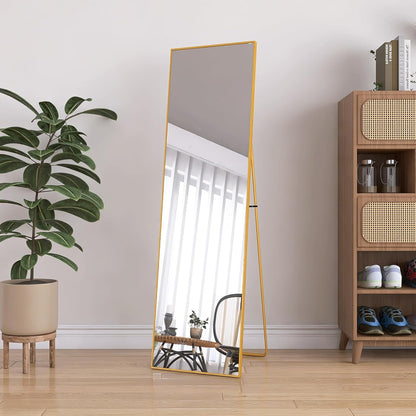 Volspiegel – Vloerspiegel – Wandspiegel – Lengtemeter Spiegel – Rechthoekige Spiegel – Aluminium Frame – 180x80 cm Gouden Afwerking