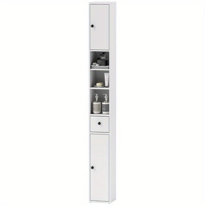 Badkamerkast – Smalle Kast – Opbergkast – Badkamermeubel – Opbergmeubel – Verstelbare Planken – Ruimtebesparend 20x20x178 cm – Modern Wit