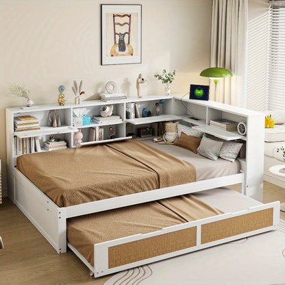 Uitklapbare Sofa Bed – Slaapbank – Bedbank – Logeerbed – Vouwbed – Wit – 140x200 cm – Opbergruimte en USB-oplaadpoort