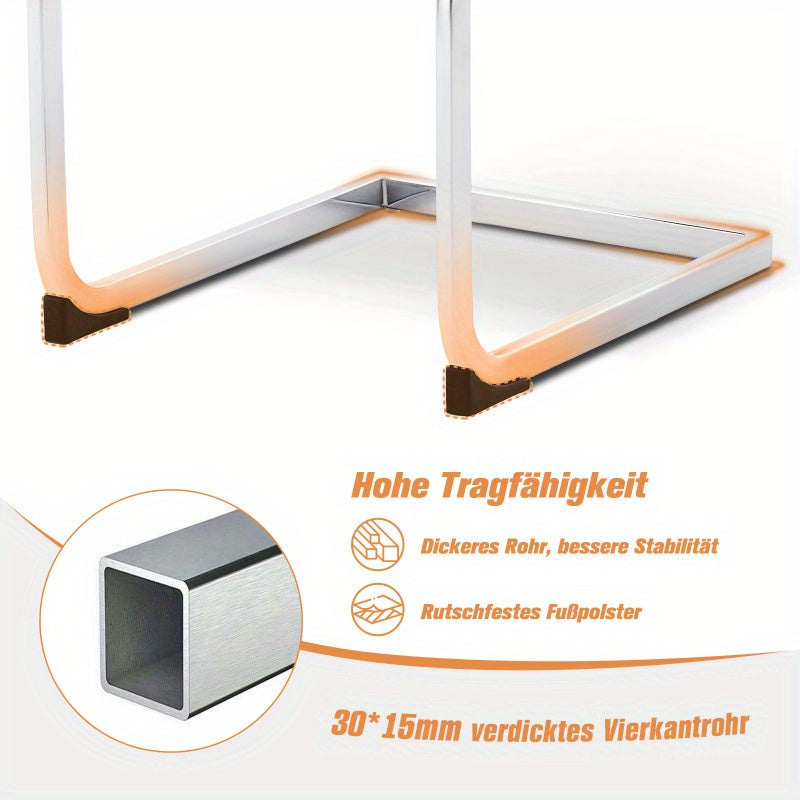 Kuipstoel – Cantilever Stoel – Eetkamerstoel – Bureaustoel – Sfeerstol – Hoogwaardig Kunstsuède – Metalen Frame