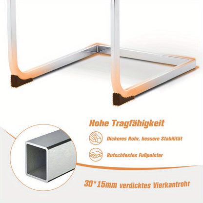 Kuipstoel – Cantilever Stoel – Eetkamerstoel – Bureaustoel – Sfeerstol – Hoogwaardig Kunstsuède – Metalen Frame
