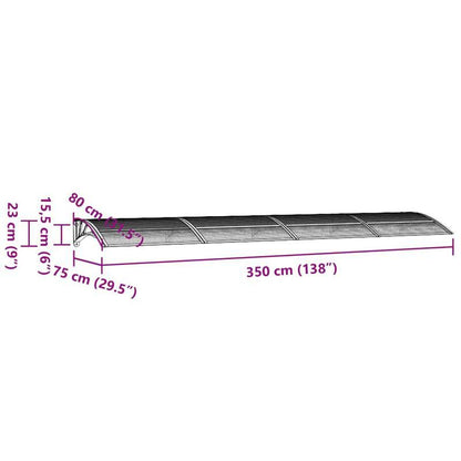 Deurkapje – Deurafdak – Deuroverkapping – Regendoek – Afdakje – Grijs Transparant – Duurzaam Polycarbonaat – 350x75 cm – Weerbestendig en Lichtdoorlatend
